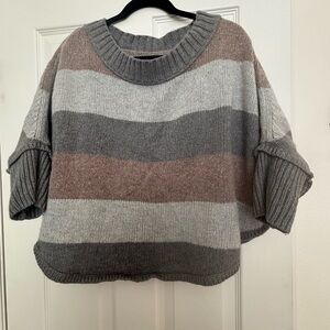 LOFT Striped Sweater in Gray and Taupe